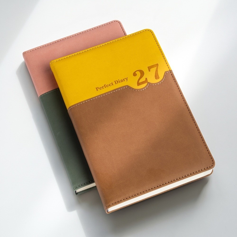 Leather Work Diary Covers - Planificateur de travail de bureau 2027,