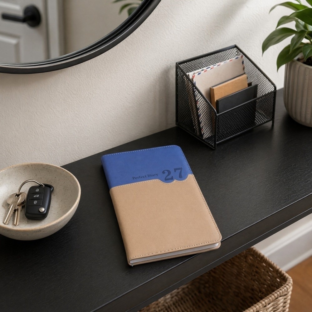 Leather Work Diary Covers - Planificateur de travail de bureau 2027,