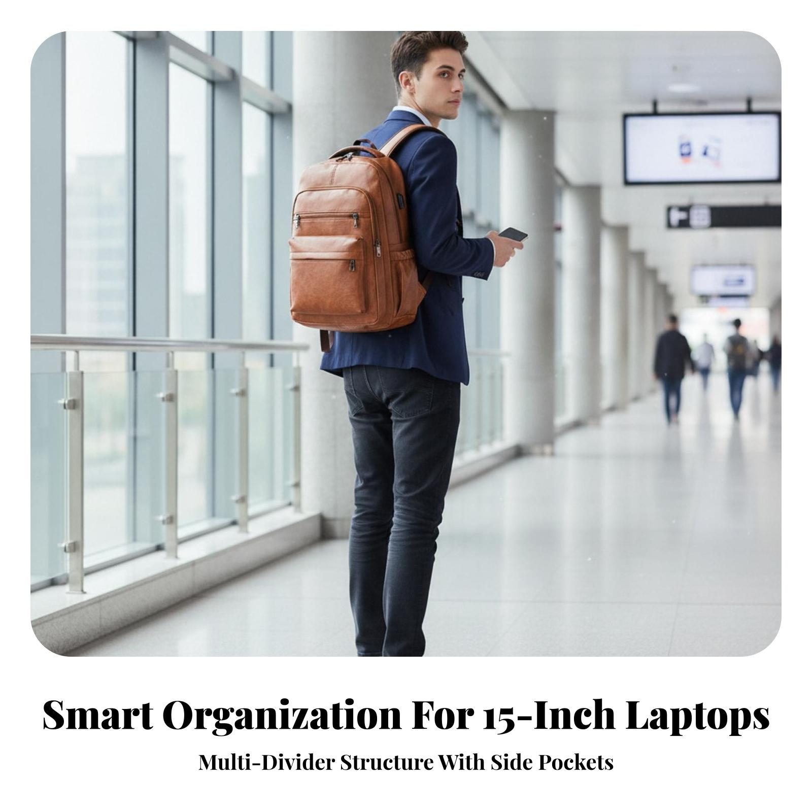 Leather Work Rucksack Mens - Sac à dos imperméable pour homme
