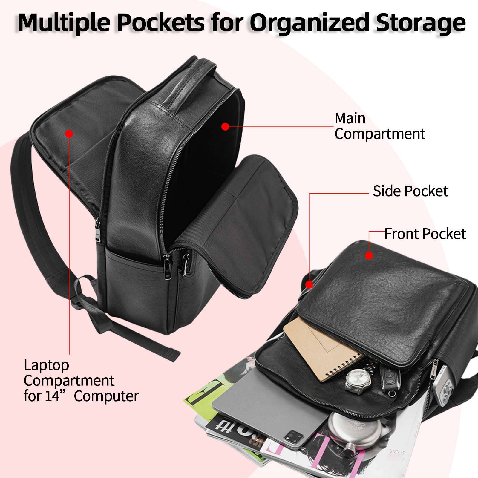 Sac à dos noir en véritable po - Leather Work Rucksack Mens avis et prix